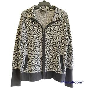 Rachel Zoe leopard print zip cardigan